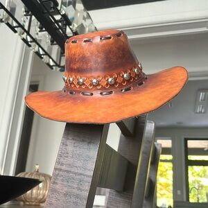 Vintage leather cowboy hat